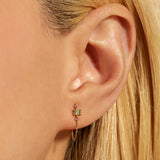 925 Silver Green Pink CZ Front Back Earrings Crystal Tassel Drop Earrings