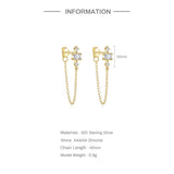 925 Silver Green Pink CZ Front Back Earrings Crystal Tassel Drop Earrings