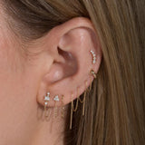 925 Silver Green Pink CZ Front Back Earrings Crystal Tassel Drop Earrings