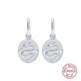 925 Sterling Silver Oval Disc Dangle Earrings Punk Snake Statement Drop Earrings