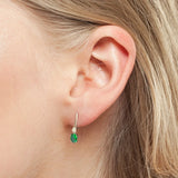 925 Silver Oval Emerald Green Zircon Earrings