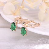925 Silver Oval Emerald Green Zircon Earrings