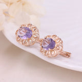 925 Silver Purple Zircon Lace Flower Stud Earrings