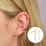 925 Silver Zircon Charm Stud Earrings Green Star Pendant