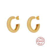 925 Silver Snake Chain Hoop Earrings for Women