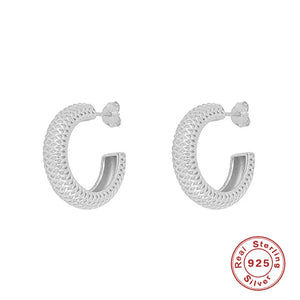 925 Silver Snake Chain Hoop Earrings for Women