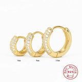 925 Silver CZ Stone Thick Hoop Earrings Mini Cartilage Chunky Hoops