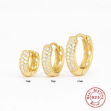 925 Silver CZ Stone Thick Hoop Earrings Mini Cartilage Chunky Hoops