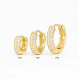925 Silver CZ Stone Thick Hoop Earrings Mini Cartilage Chunky Hoops