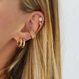 925 Silver Pave Zircon Big Circle Hoop Earrings Crystal Mosaic Huggie Jewelry