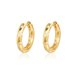 925 Silver Pave Zircon Big Circle Hoop Earrings Crystal Mosaic Huggie Jewelry