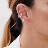 925 Silver Pave Zircon Big Circle Hoop Earrings Crystal Mosaic Huggie Jewelry