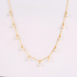 Sterling Silver Pearl Beads Charm Necklace Sea Wave Pendant Necklace