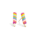 925 Silver Colorful Enamel Rainbow Popsicle Stud Earrings for Women Girls
