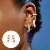 925 Silver Colorful Enamel Rainbow Popsicle Stud Earrings for Women Girls