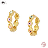 Personalized Enamel Evil Eye Hoop Earrings - Sterling Silver