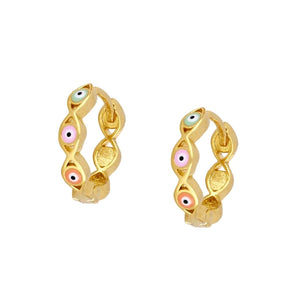 Personalized Evil Eye Hoop Earrings Enamel Colorful Huggie