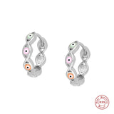 Personalized Evil Eye Hoop Earrings Enamel Colorful Huggie