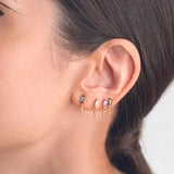 925 Silver Pink Zircon CZ Stud Earrings Crystal Sakura Flower Cross Bee Ear Stud