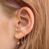 925 Silver Pink Zircon CZ Stud Earrings Crystal Sakura Flower Cross Bee Ear Stud