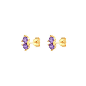 925 Silver Purple Zircon Dragonfly Stud Earrings Rock Punk J