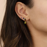 925 Silver Purple Zircon Dragonfly Stud Earrings Rock Punk J