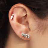 925 Silver Purple Zircon Dragonfly Stud Earrings Rock Punk J
