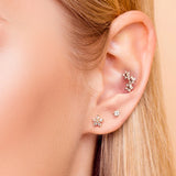 925 Silver Purple Zircon Dragonfly Stud Earrings Rock Punk J