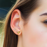 925 Silver Purple Zircon Dragonfly Stud Earrings Rock Punk J