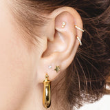925 Silver Purple Zircon Dragonfly Stud Earrings Rock Punk J