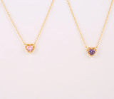 925 Silver Purple Pink Crystal Heart Pendant Necklace Mother's Gift