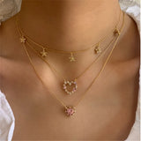 925 Silver Purple Pink Crystal Heart Pendant Necklace Mother's Gift