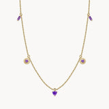 925 Silver Purple Zircon Choker Necklace 18K Plated Pendant
