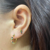 925 Silver Rainbow Zircon CZ Stud Earrings Ear Crawlers Whale Mushroom Ear Studs