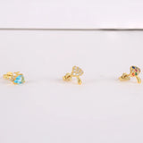 925 Silver Rainbow Zircon CZ Stud Earrings Ear Crawlers Whale Mushroom Ear Studs