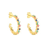 925 Silver Rainbow Zircon CZ Stud Earrings Ear Crawlers Whale Mushroom Ear Studs