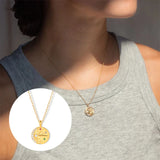 925 Silver Rainbow Zircon Sun Moon Star Disc Charm Necklace