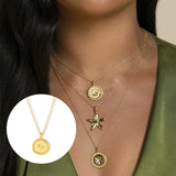 925 Silver Rainbow Zircon Sun Moon Star Disc Charm Necklace