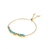 925 Silver Turquoise Zircon Chain Bracelet Women Party Jewelry