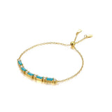 925 Silver Turquoise Zircon Chain Bracelet Adjustable