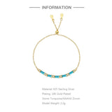 925 Silver Turquoise Zircon Chain Bracelet Women Party Jewelry