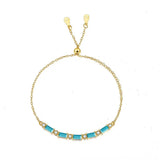 925 Silver Turquoise Zircon Chain Bracelet Adjustable