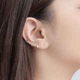 925 Silver Rectangular 6mm Huggie Earrings with Colorful Zircon