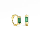 925 Silver Rectangular 6mm Huggie Earrings with Colorful Zircon