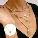 925 Silver Emerald Green Zircon Pendant Necklace