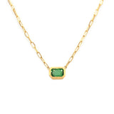 925 Silver Emerald Green Zircon Pendant Necklace