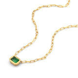 925 Silver Emerald Green Zircon Pendant Necklace Thick Chain Clavicle Necklace