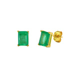 925 Silver Tourmaline Stud Earrings Colorful Stone Piercing Jewel