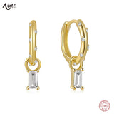 925 Silver Zircon Charm Dangle Earrings Classic Crystal Party Earrings