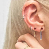 925 Silver Red Zircon Chain Drop Earrings Front Back Dangle Earrings